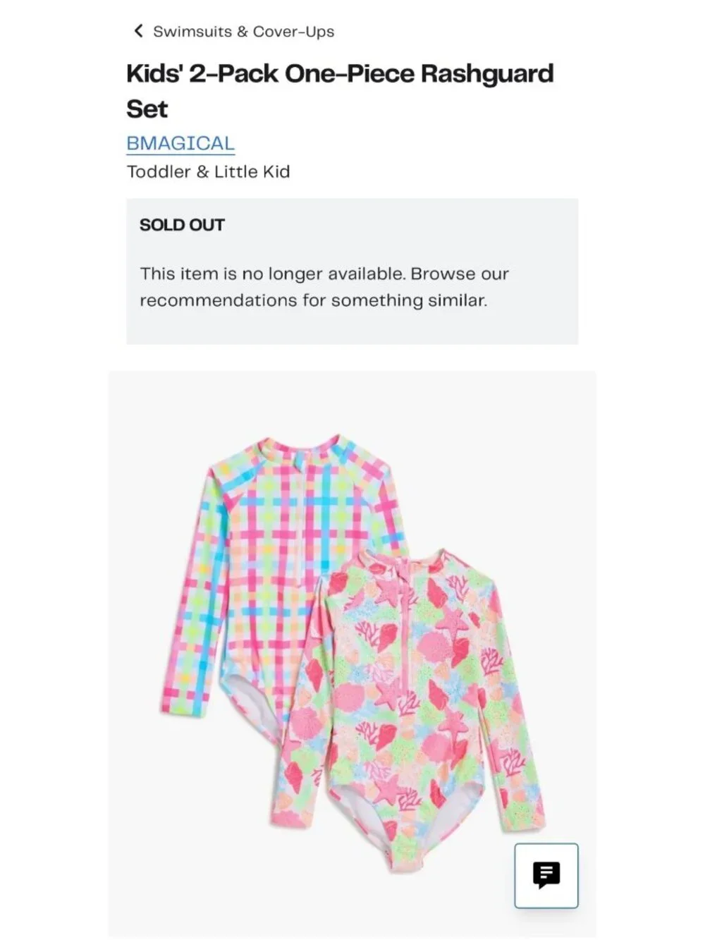 BMAGICAL Girls Swim Rashguard Size 8 Pink Plaid